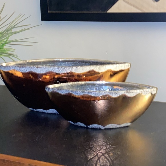 Bronze ceramic vases planters set of 2 - Picture 12 of 13